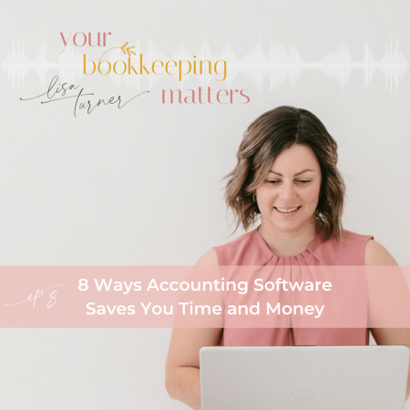Your Bookkeeping matters podcast episode 8 tile cover pink and grey theme